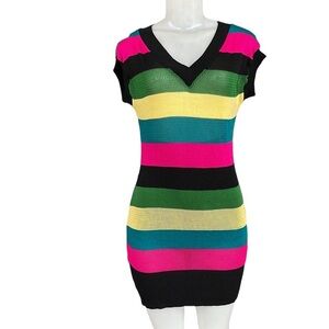 C Leo Knit Mini Multi Color Dress Size L